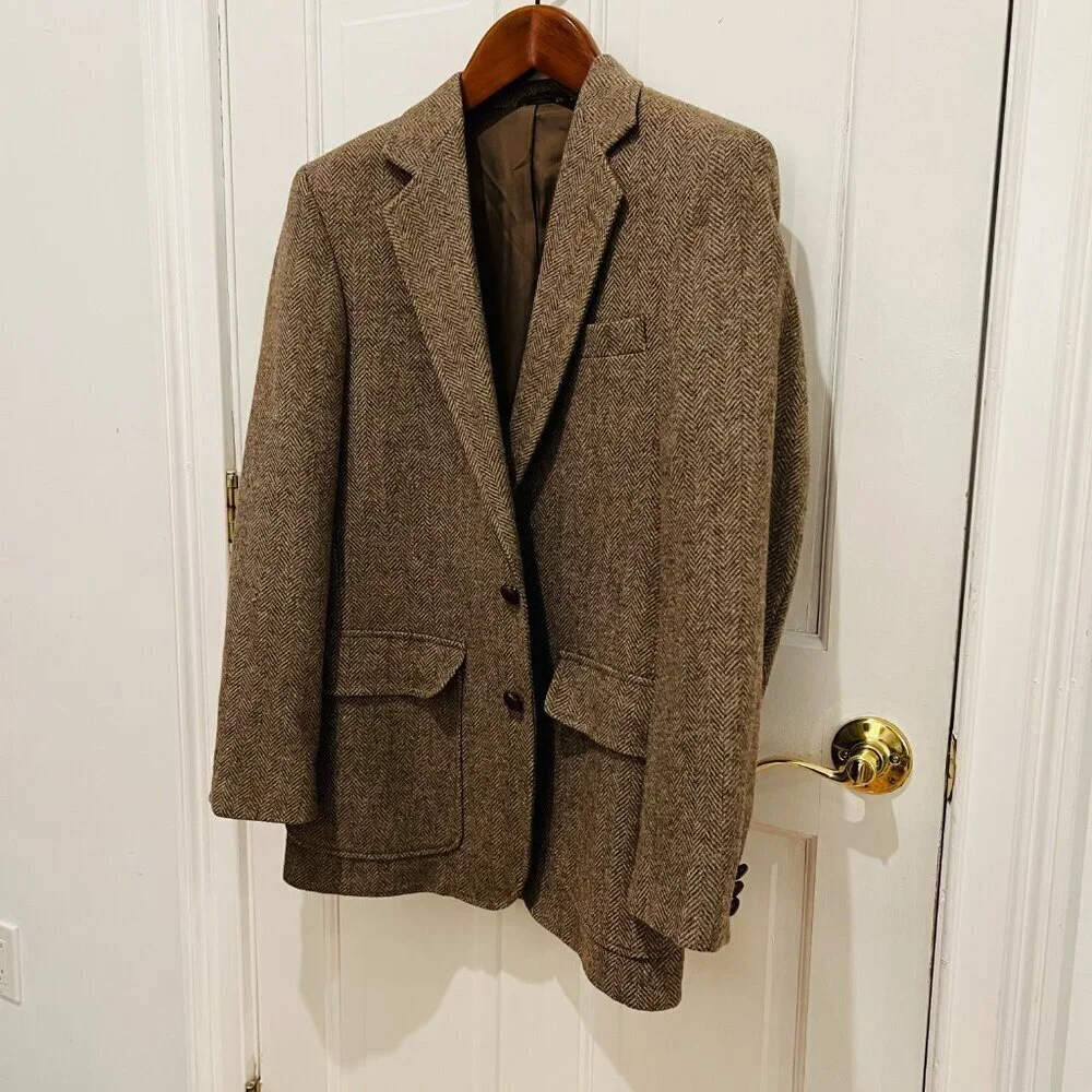 VTG Men’s Imperial By Haggar Wool Tweed Herringbone Blazer Jacket 38 R USA